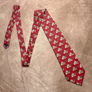 Peterborough Row Bloomingdales Silk Elephant Print Neck Tie Red Formal Party 90s